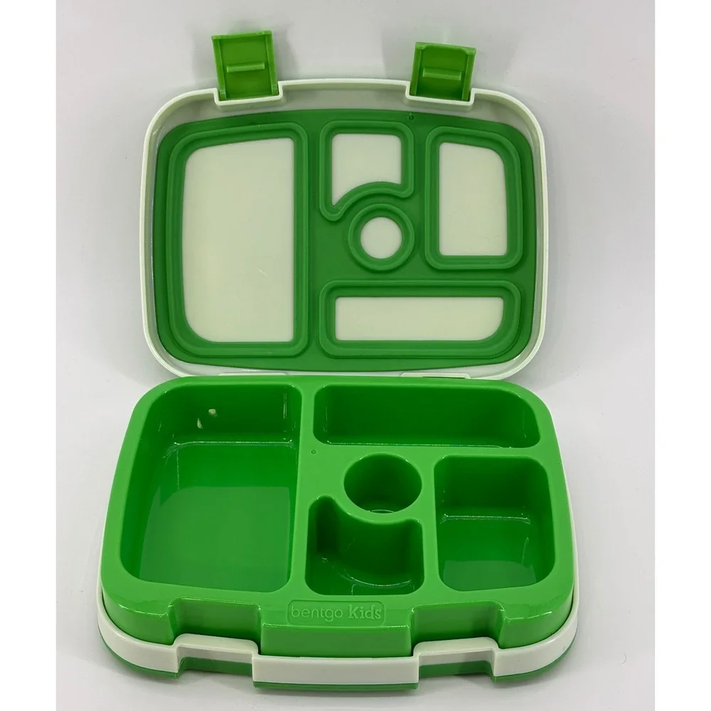 Bentgo Kids Lunch Box 5-Compartment Leak-Proof Green White